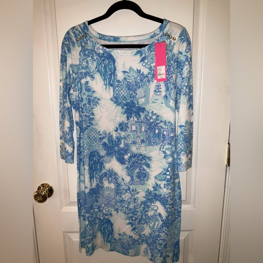 NWT—LILLY PULITZER Sophie Dress— M, Blue Multi, Toile Me About It Print-SO CUTE!